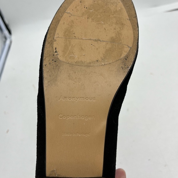 Anonymous Copenhagen Women’s Tiffy Black Genuine Suede Peep Toe Flats - Picture 11 of 12
